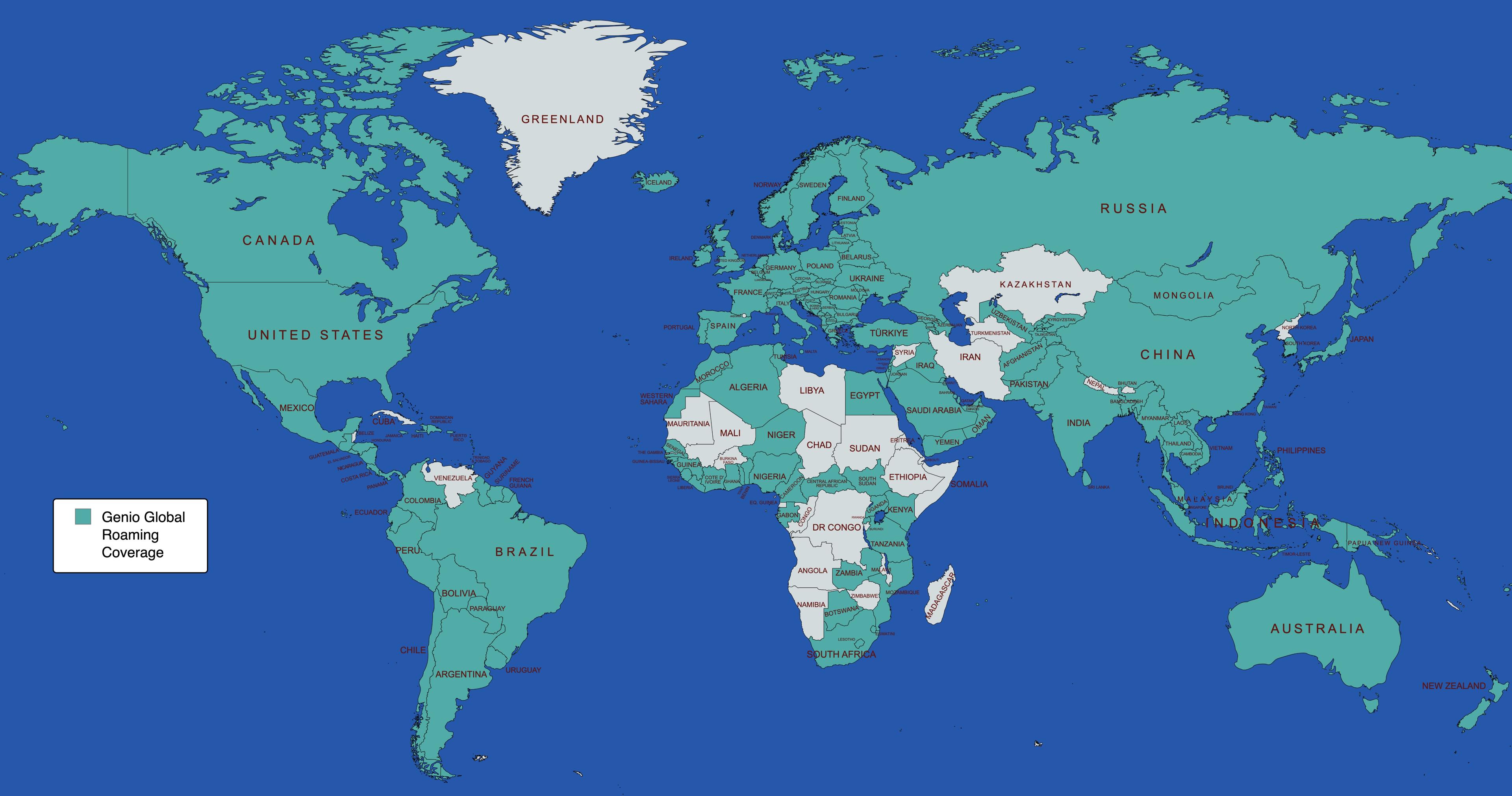 Genio Global Roaming Coverage Map